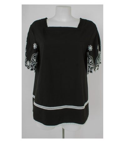 Blumarine Damen Tunika Bluse Shirt Gr. DE 40 Schwarz/Weiß Baumwolle