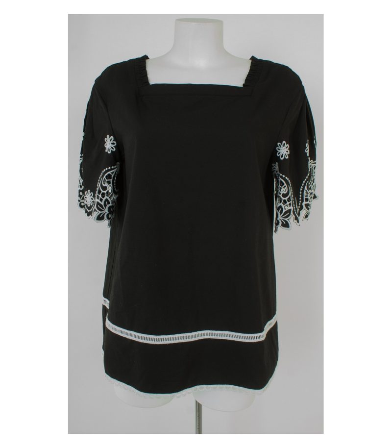 Blumarine Damen Tunika Bluse Shirt Gr. DE 40 Schwarz/Weiß Baumwolle – Foto 1