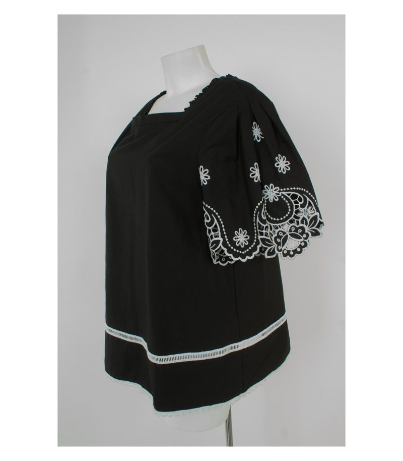 Blumarine Damen Tunika Bluse Shirt Gr. DE 40 Schwarz/Weiß Baumwolle – Foto 2