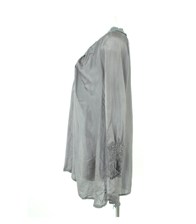 Carla Damen Bluse Tunika Shirt Gr. DE 42 Blaugrau Seide – Foto 3