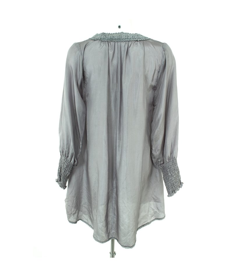 Carla Damen Bluse Tunika Shirt Gr. DE 42 Blaugrau Seide – Foto 4
