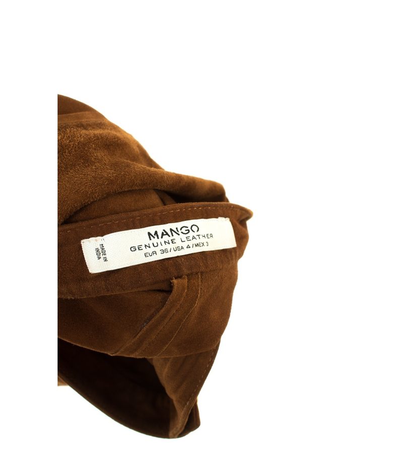 MANGO Damen Shorts Kurzehose Bermuda Ledershorts Gr. DE 36 Braun Leder – Foto 3