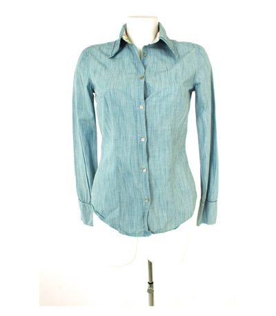 STEFANEL Damen Bluse Shirt Gr. M Blau Baumwolle
