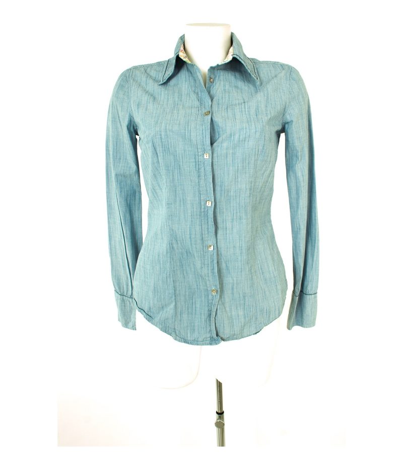 STEFANEL Damen Bluse Shirt Gr. M Blau Baumwolle – Foto 1