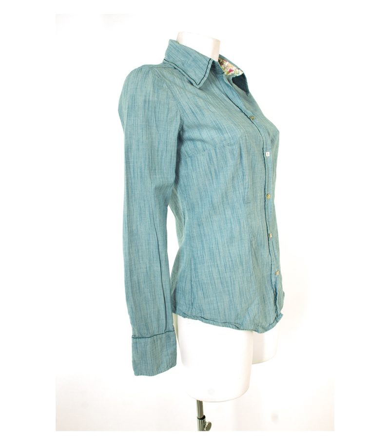 STEFANEL Damen Bluse Shirt Gr. M Blau Baumwolle – Foto 2