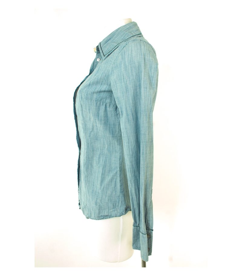 STEFANEL Damen Bluse Shirt Gr. M Blau Baumwolle – Foto 3
