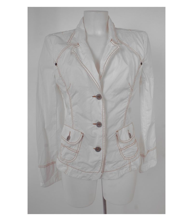 TOMMY HILFIGER Damen Blazer Gr. L Weiß DENIM – Foto 1