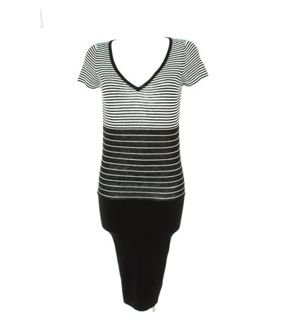 Claudia Sträter Damen Kleid & Stretch Gr. 38 Schwarz-Weiß Viskose Leinen
