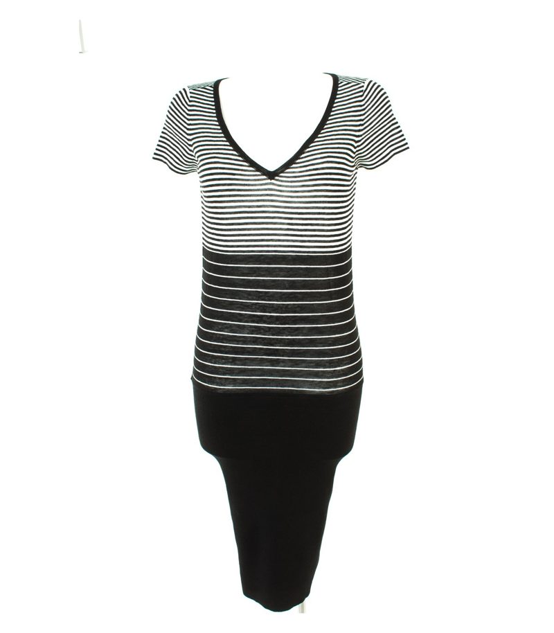 Claudia Sträter Damen Kleid & Stretch Gr. 38 Schwarz-Weiß Viskose Leinen – Foto 1