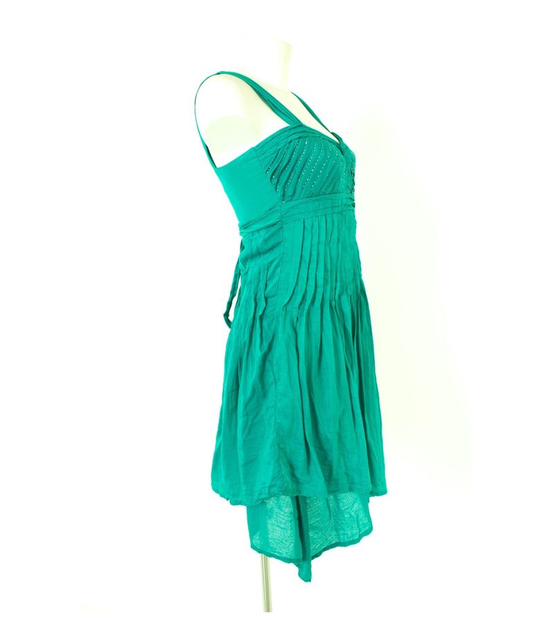 SILVIAN HEACH Damen Kleid Sommerkleid aus & Gr. L Türkisblau Baumwolle Seide – Foto 2