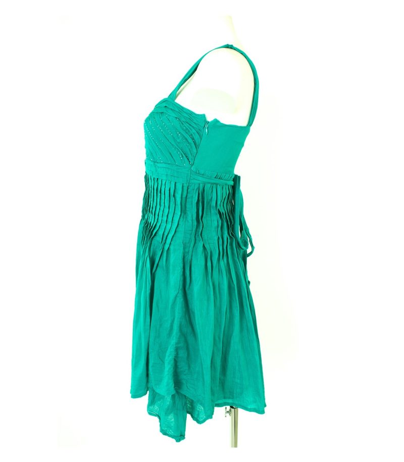 SILVIAN HEACH Damen Kleid Sommerkleid aus & Gr. L Türkisblau Baumwolle Seide – Foto 3