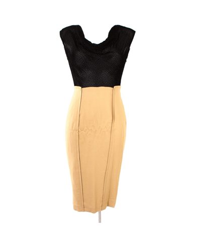 CRISTIANO BURANI Damen Kleid reine Gr. IT 46 DE 40 Schwarz Beige Seide Neu