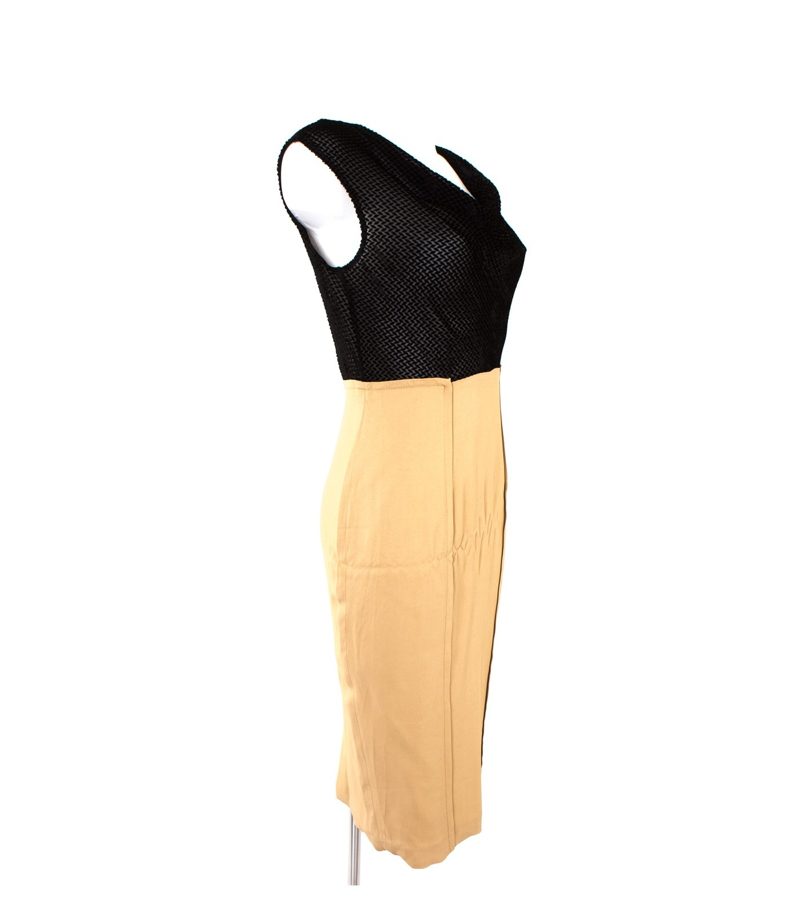 CRISTIANO BURANI Damen Kleid reine Gr. IT 46 DE 40 Schwarz Beige Seide Neu – Foto 2