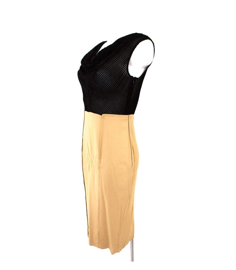 CRISTIANO BURANI Damen Kleid reine Gr. IT 46 DE 40 Schwarz Beige Seide Neu – Foto 3