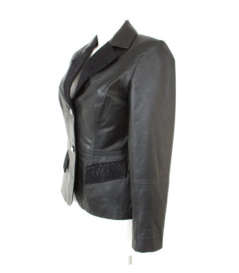 Sarah Kern Damen Blazer Gr. DE 34 Leder – Foto 3