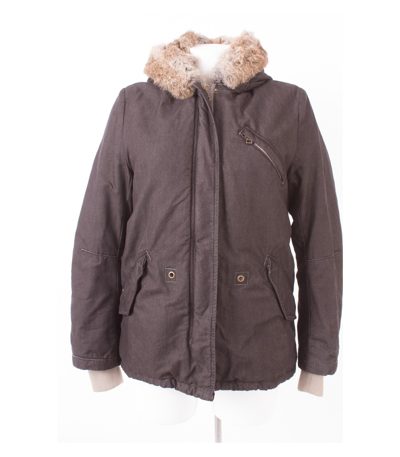 IQ BERLIN Damen Jacke Parka Echtfell - Herausnehmbar Gr. DE 36 Fell Pelz Futter