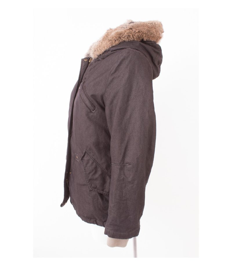 IQ BERLIN Damen Jacke Parka Echtfell - Herausnehmbar Gr. DE 36 Fell Pelz Futter – Foto 3