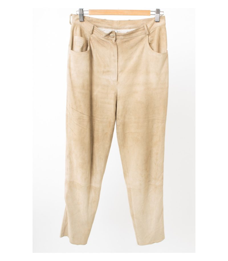 GIVENCHY Damen Hose Veloursleder Gr. DE 40 Beige Leder – Foto 1