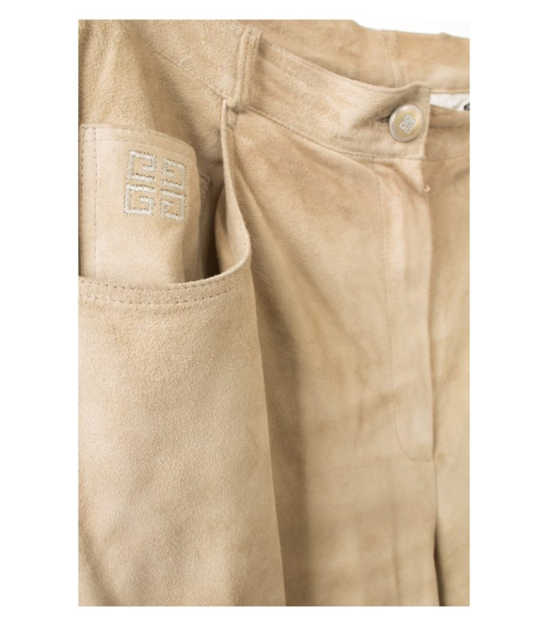 GIVENCHY Damen Hose Veloursleder Gr. DE 40 Beige Leder – Foto 3