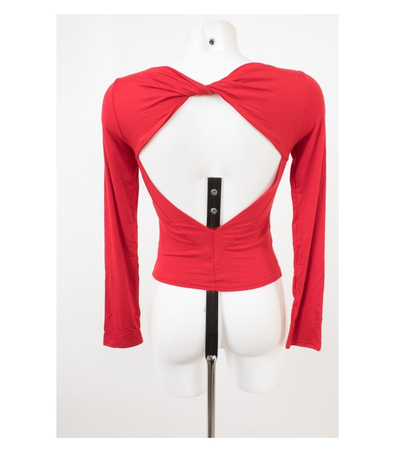 Black Orchid Paris Damen Oberteil Langarmshirt Stretch Gr. 2=M Rot – Foto 4