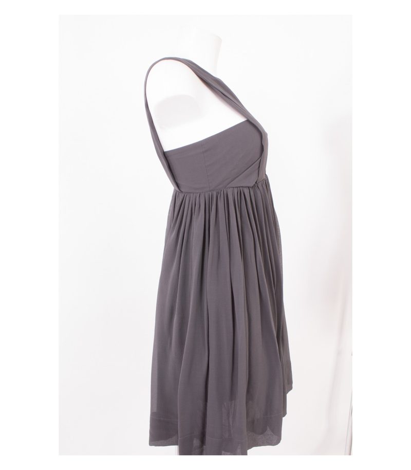 COS Damen Kleid Sommerkleid aus Gr. DE 36 Grau Seide – Foto 2