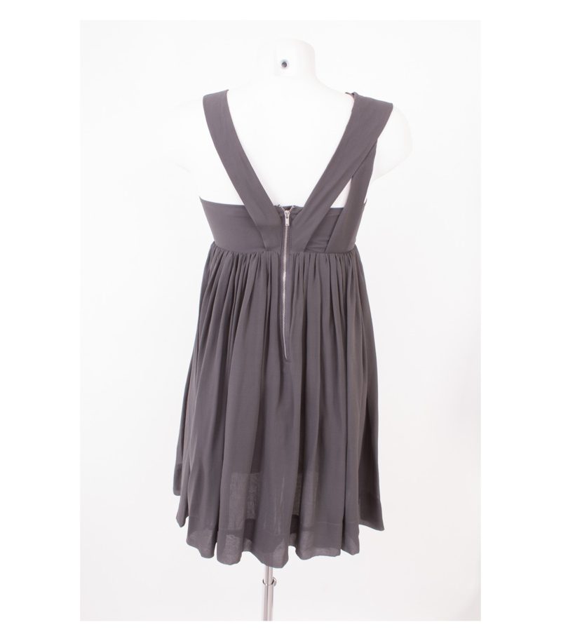 COS Damen Kleid Sommerkleid aus Gr. DE 36 Grau Seide – Foto 4