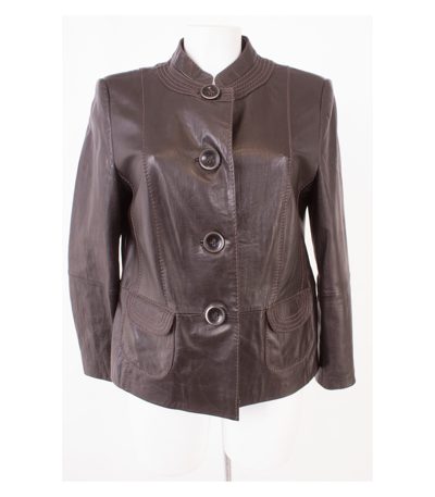 GERRY WEBER Damen Lederjacke Gr. DE 40 Braun Leder