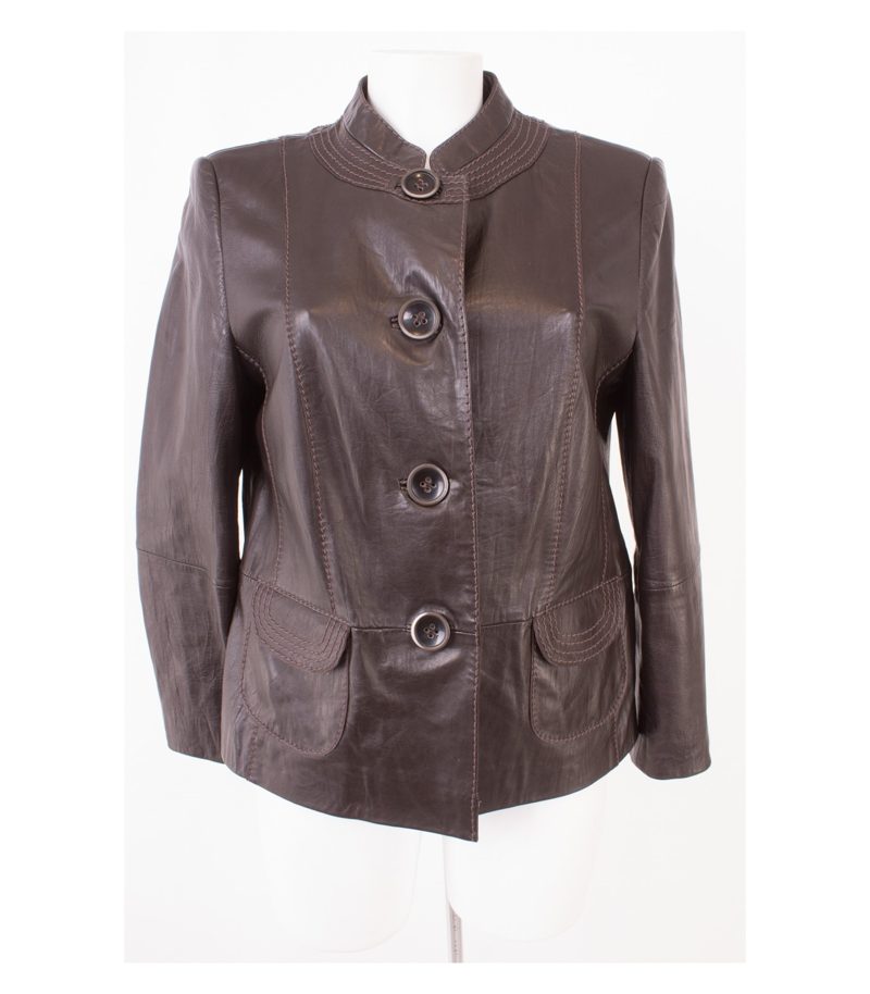 GERRY WEBER Damen Lederjacke Gr. DE 40 Braun Leder – Foto 1