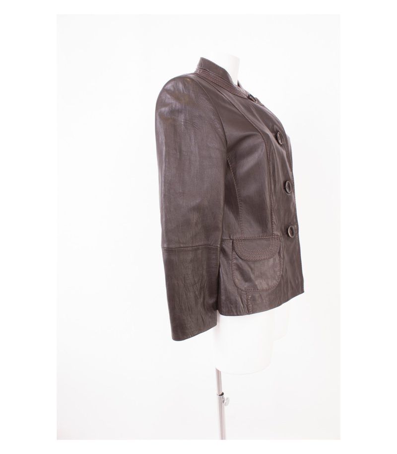GERRY WEBER Damen Lederjacke Gr. DE 40 Braun Leder – Foto 2
