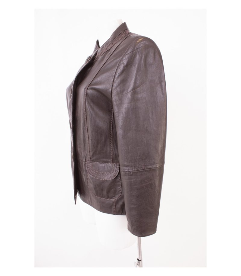GERRY WEBER Damen Lederjacke Gr. DE 40 Braun Leder – Foto 3