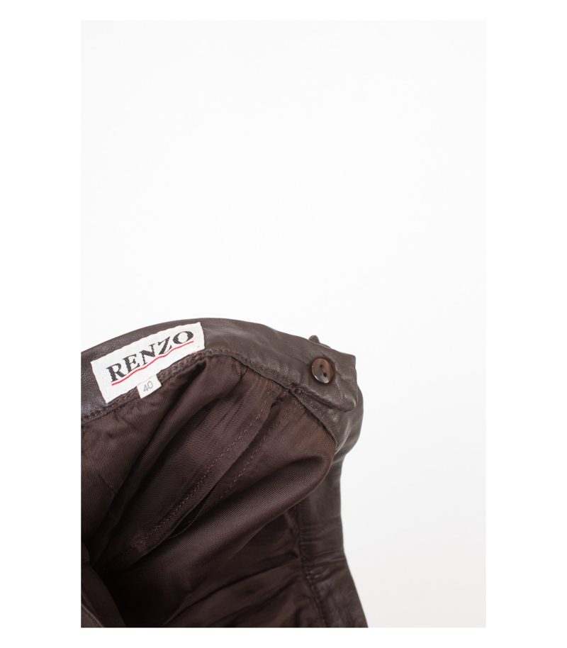 RENZO Damen Rock Lederrock Gr. DE 40 Braun Leder – Foto 3